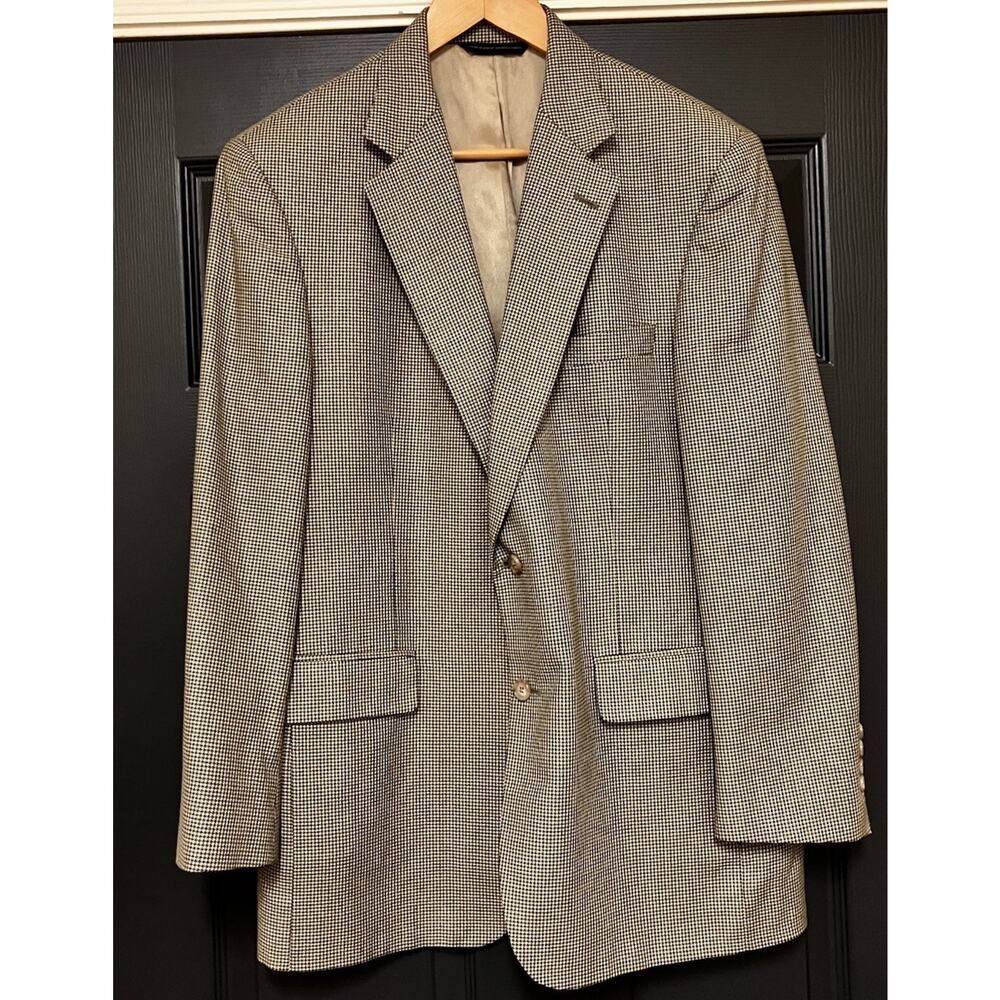 Brooks Brothers Blazer Mens 41 R Tan Check Wool Silk Blend Sport Coat Jacket‎